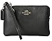 Coach 53351 Black Polished Leather Corner Zip Wristlet
