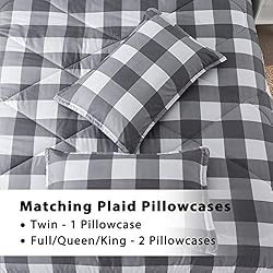 Andency Queen Comforter Set Grey Plaid