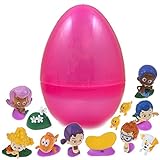 12 Bubble Guppy Figurines Inside Jumbo Glitter Easter Egg - Pre Filled To Save You Time - Use Our Durable Eggs Again - Favorite Characters Like Gil, Goby, Oona And Nonny - Perfect As Kids Party Favors