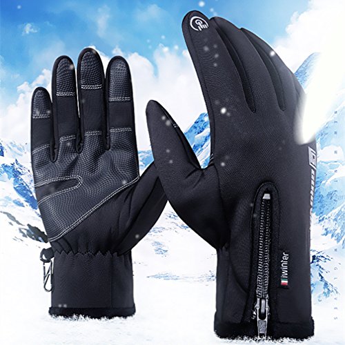 Hellofuture Touch Screen Winter Gloves Outdoor Cycling Gloves for Men and Women Ski Snowboard Bike Running Motorbike (Black 3, L)
