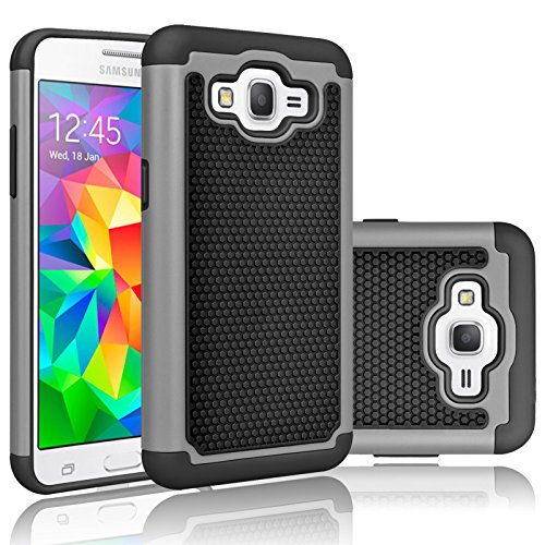 Tekcoo Grand Prime Case/Galaxy Go Prime Case, [Tmajor] Shock Absorbing [Gray] Hybrid Rubber Plastic Defender Rugged Slim Hard Protective Case Cover Shell for Samsung Galaxy Grand Prime/Go Prime