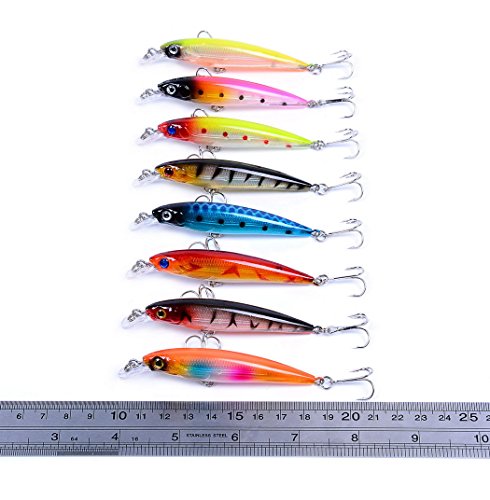 Aorace Fishing Lures Squid 3D Laser Minnow Jerkbait Mini Hard Crankbait Bass Salmon Trout swimbaits Soft Shrimp Baits For Saltwater Freshwater 27Pcs/lot fishing gear kit