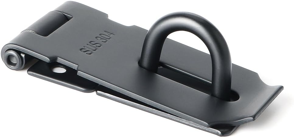 Alise MS9B-3C Padlock Hasp Door Clasp Gate Lock Latch, SUS 304 Stainless Steel Matte Black Finish - - 