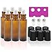 Pack of 6, 10ml Amber Glass Roll On Bottles With Stainless Steel Roller Ball for Essential Oil, Aromatherapy by Mavogel - 3 Extra Stainless Steel Ball and 1 Essential Oils Opener Included