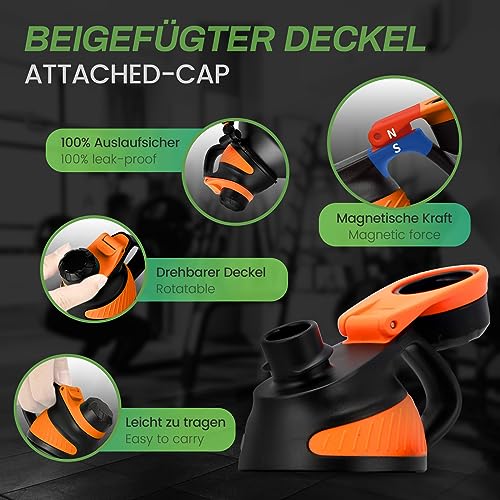 Fjbottle Gym Thermal Water Bottle 1900 ml – Leakless – Sports Bottle with Magnetic Cap, BPA-Free Stainless Steel Water Bottles for Sports, Camping, Yoga