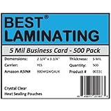 Best Laminating® - 5 Mil Business Card Therm. Laminating Pouches - 2-1/4 x 3-3/4 - 500 Pack