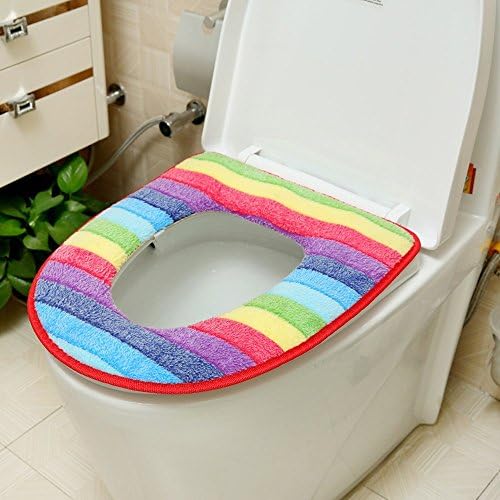 EASYOWN Toilet Seat Cover Soft and Warm Toilet Seat Cushion (Red Edge)