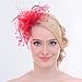 Fascinators Sinamay Hats for Women for Tea Party Kentucky Derby Wedding Cocktail Mesh Feathers Hair Clip Red