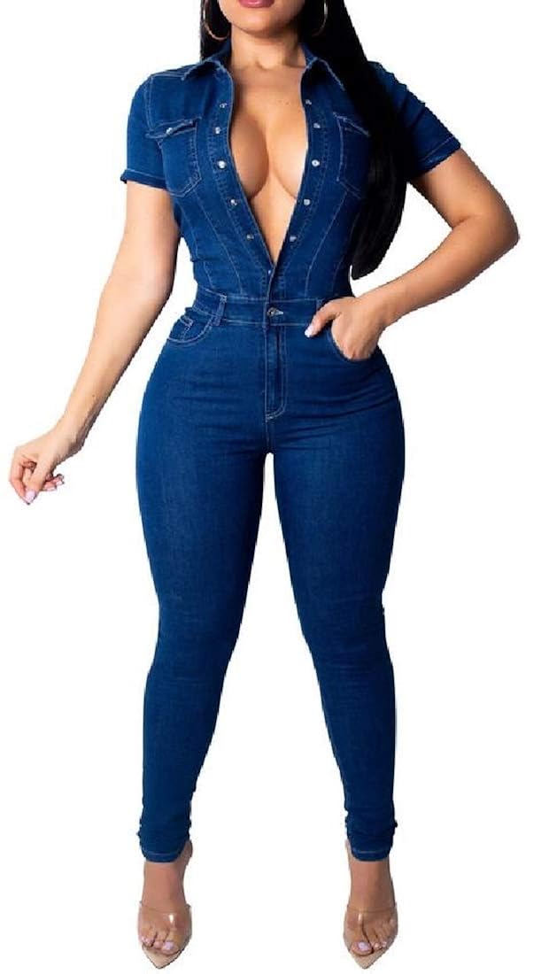 jean one piece shorts jumpsuit