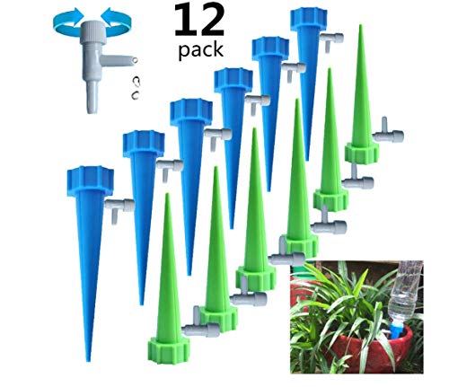 ã€2019 Newã€‘ 12 PCS Plant Spikes System with Slow Release Control Valve Switch Self Irrigation Watering Drip Devices for Outdoor Indoor Flower or Vegetables