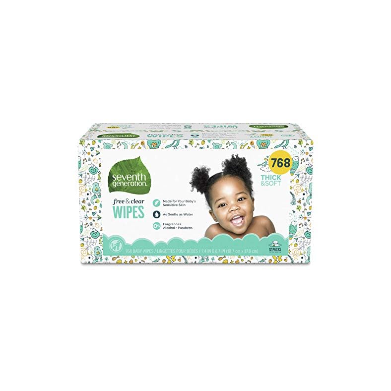 Seventh Generation Baby Wipes Sensitive Protection with Snap Seal Diaper Wipes 768 Count