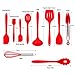 iLOME Silicone Spatula Utensil Set Heat-Resistant Non-Stick Cooking Baking Utensils with Hygienic Solid Coating Spatula Set 10 Pieces(Red)