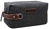 Iblue Thick Leather Handle Canvas Toiletry Bag Dopp Kit Comestic Travel Case #i526 (grey)