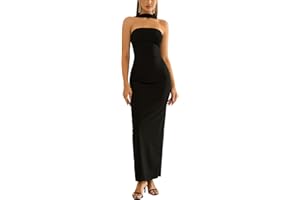 HTZMO Women Elegant Summer Bodycon Maxi Dress Halter Neck Formal Wedding Guest Cocktail Party Long Dresses