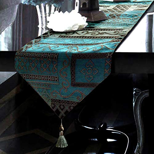 Artbisons Table Runners Handmade Artistic Top Decor Coffee Table Runner Dining Table Linens (Abstract Blue /108 x 13'')