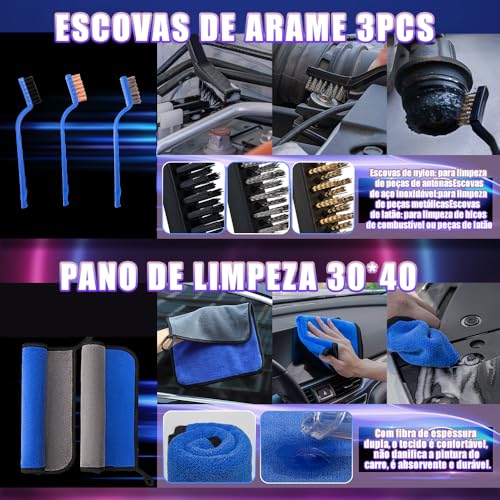 Kit Limpeza Automotiva, Kit Lavagem Automotiva, Lavar Carro, Pincel Automotivo, Conjunto de Pinceis de Detalhamento, Detalhes de Carro com 22 Peças, Lavar, Esponja Automotiva