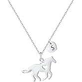 MONOOC Valentines Gifts for Kids Her Girls - Horse Necklace Gifts for Girls Horse Jewelry Necklaces Heart Initial Necklace Valentines Gift for Kids Her Teen Girl Women