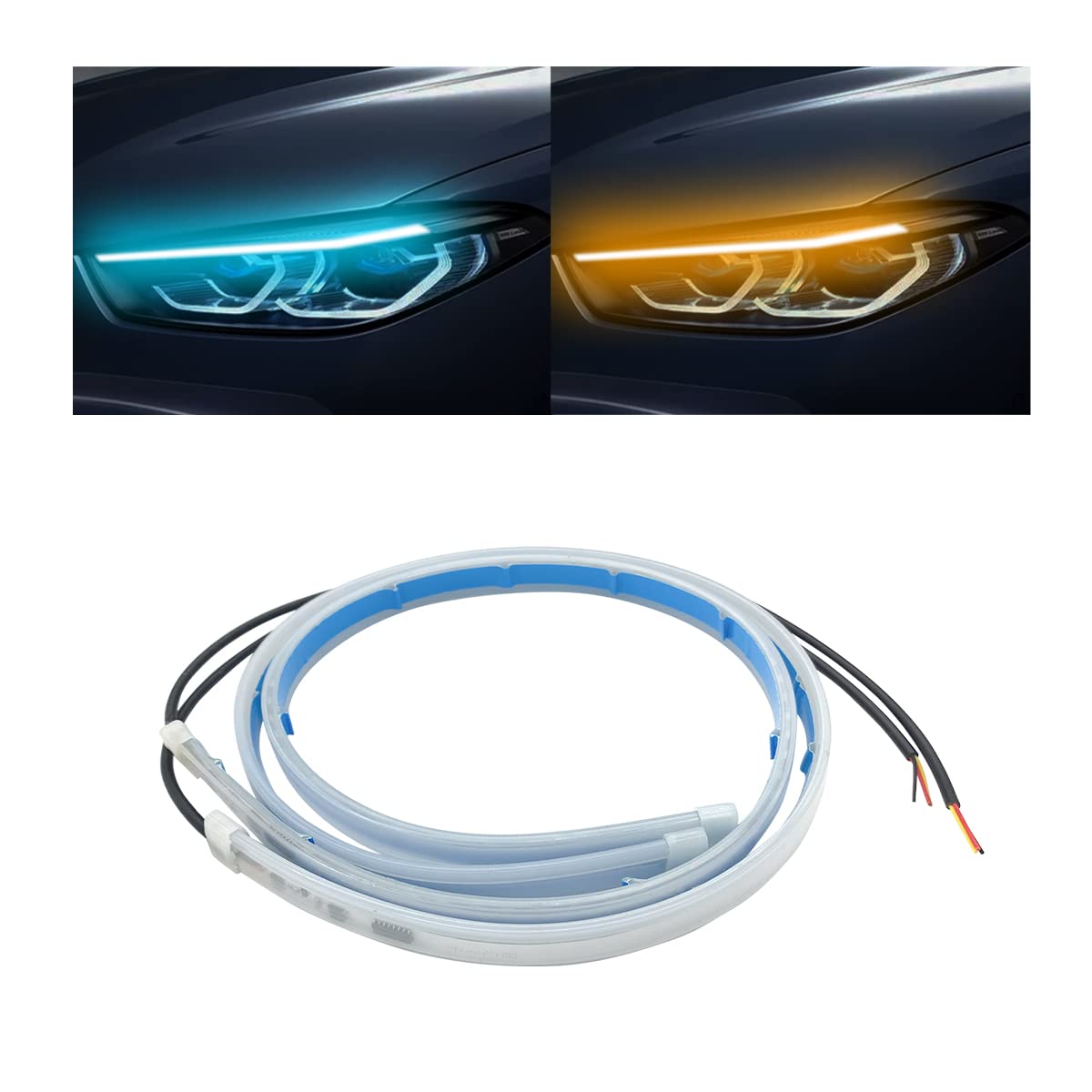 LED Headlight Strip Tube Light, 24 Inch Flexible