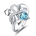 Jrose 925 Sterling Silver Created Ruby/Blue Topaz Heart Enternity Ring for Women