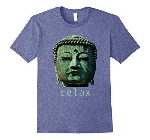 Mens Buddha Meditation Relax Om Chant T-Shirt Yoga Tee Shirt Medium Heather Blue