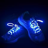 Flammi LED Shoelaces Light Up Shoe Laces with 3 Modes in 5 Colors Flash Lighting the Night for Party Hip-hop Dancing Cycling Hiking-type A (Blue)