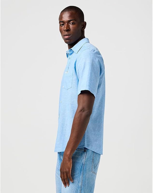 - Camisa Hombre - Corte Regular - SS 1 Pkt Shirt - Pacific Blue