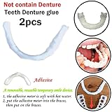 Vovomay 2pc Whitening Teeth Sticky Temporary Smile Comfort Fit Cosmetic Teeth Denture Glue