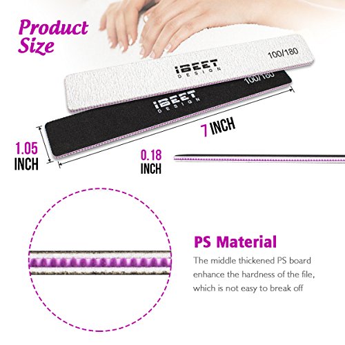 10PCS Nail Files Buffers Set, Double Sided Emery Board 100/180 High Grit Manicure Fingernail File Tool for Nail Kit, Home Professional Nail File Tool Black and Off-white