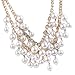 Elegant Women's Multi-Row Torsade Fringe White Pearl Bead Chain Bib Necklace