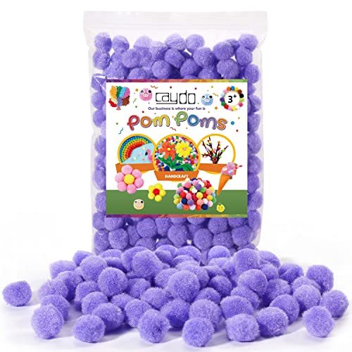 Caydo 200 Pieces Purple Pom Poms, 1 Inch Fuzzy Craft Pompoms Balls for Kids Art and DIY Projects Decorations