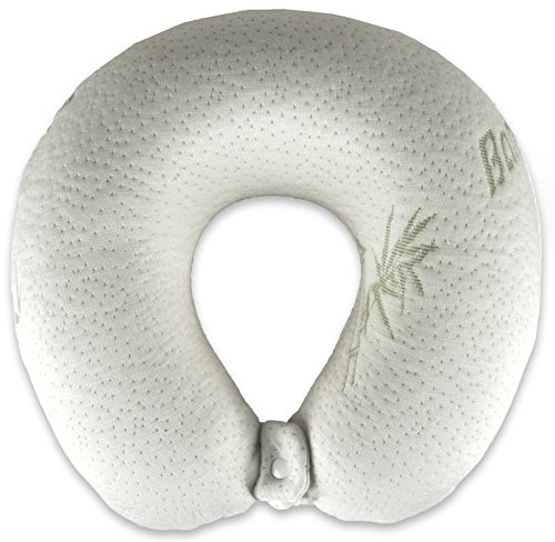 Pillow-z Travel Neck Pillow U Shape Deluxe Memory Foam Soft Bamboo Cover