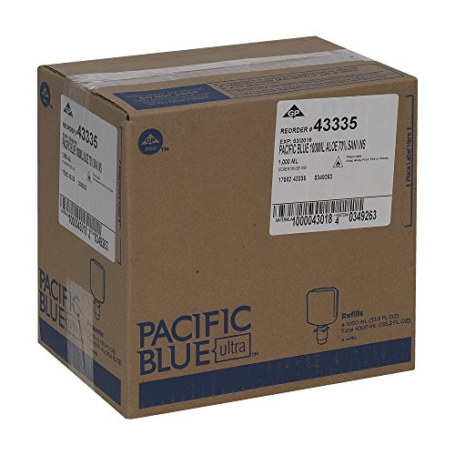 Pacific Blue Ultra 43335 Foam Hand Sanitizer, Fragrance-Free, 1000 mL, Clear (Pack of 4)