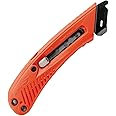 Pacific Handy Cutter S5L Safety Cutter, Left Handed Retractable Utility Knife, Ergonomic Film Cutter, Bladeless Tape Splitter, Steel Guard, Safety, Damage Protection, Warehouse & In-Store Cutting, Red