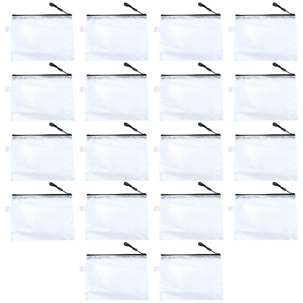 Risedot 18PCS Transparent Mesh Bag, Black Zipper File Bag, Document Bag, Document Bag, A5 Ticket Bag, Waterproof Zipper Bag for Office Supplies