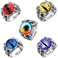 Gothic Punk Devil Evil Eye Rings - Adjustable Dragon Claw Crystal Ring For Men