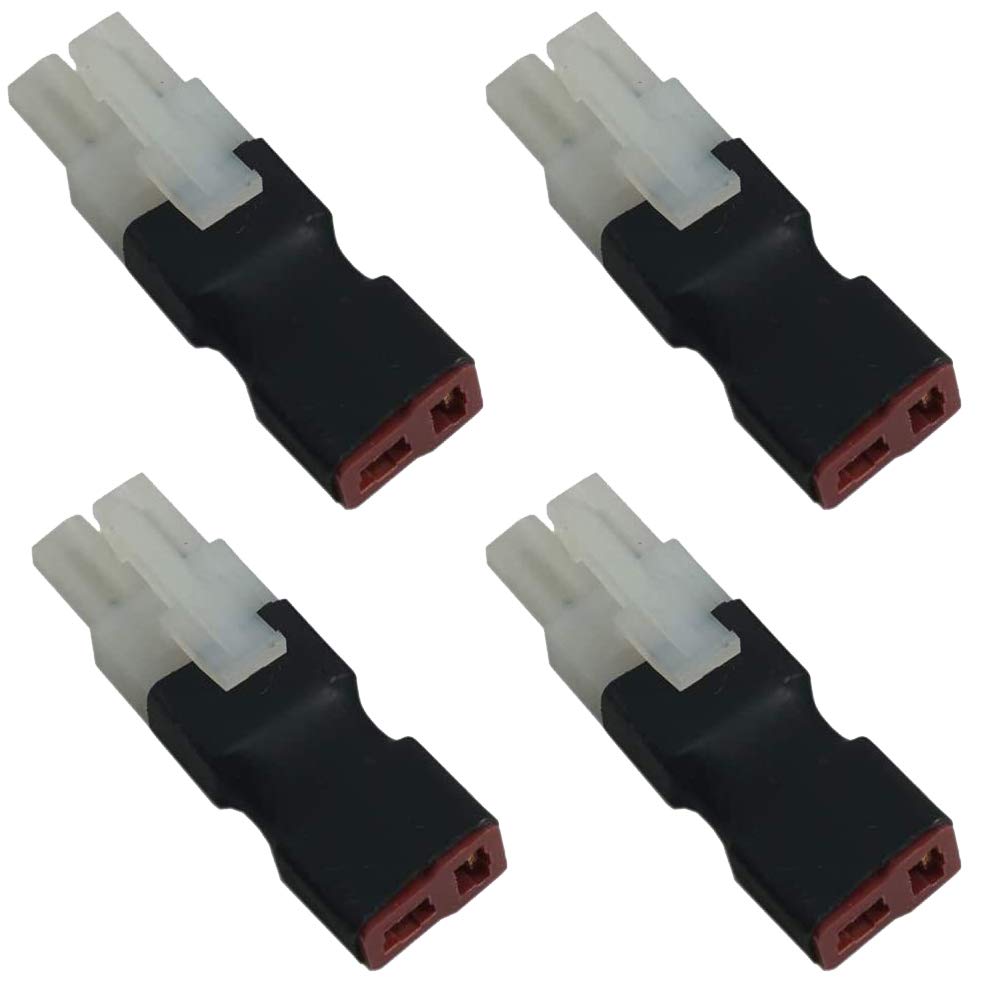 4 Pcs No Wires Big Tamiya Style Male Female Plug Connector to Deans T Style Male Female Plug Connector Conversion Adapter for RC Drone Lipo Battery Charger ESC (T female to Tamiya male plug)