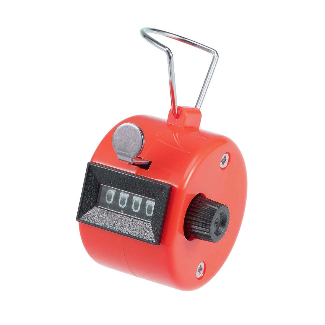 sourcing map Hand Tally Counter 4 Digit Tally Counter Mechanical Palm Click Counter Count Clicker Finger Counter Manual Clicker for Event Sport Stadium Red