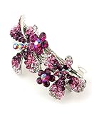 Women's Rhinestone Flower Hair Barrette Clip Hair Pin Antique Silver IMB2072