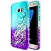 Galaxy S7 Edge Case with Screen Protector (Full Coverage 3D PET) for Girls Women Kids, NageBee Glitter Liquid Bling Floating Waterfall Sparkle Cute Case for Samsung Galaxy S7 Edge -Aqua/Purple