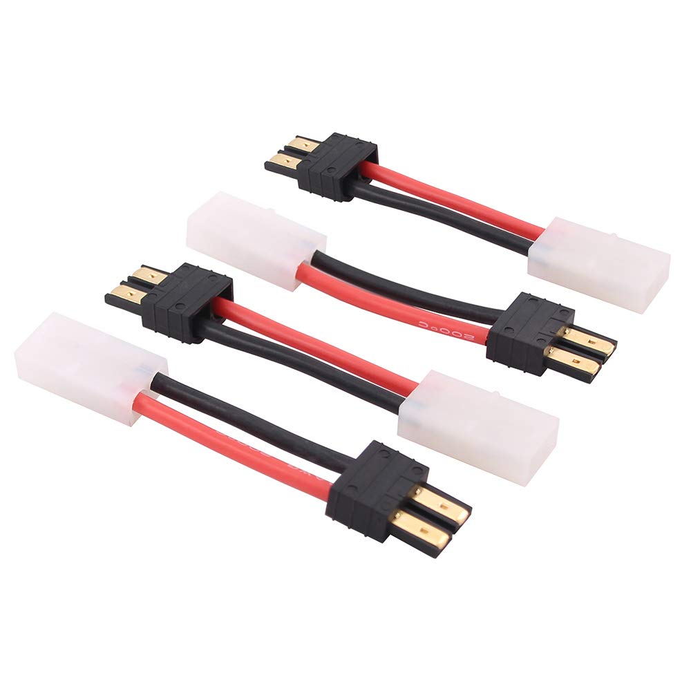 OliRC 4pcs Compatible with TRX Male to plug for Big Tamiya Female RC Connector Adapter with 14awg 5cm Wire(C88-4)