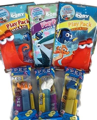 FINDING DORY PARTY SUPPLIES + PEZ. Have a Finding Dory Party, Dory Party Favors ---Bundle of 3 different titles &amp; 3 Pez---