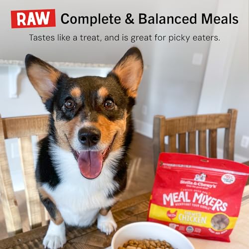 STELLA & CHEWY’S FREEZE-DRIED RAW CHICKEN MEAL MIXERS- DOG FOOD TOPPER AND MIXER – MADE WITH 95% CAGE-FREE CHICKEN, ORGANS & BONE – PERFECT FOR PICKY EATERS – GRAIN-FREE – 18OZ