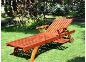 Laguna Bain De Soleil Transat Teck Massif Avec Roulettes Tablette Amazon Fr Cuisine Maison