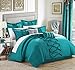 Chic Home 8 Piece Ruth Ruffled Comforter Set, Queen, Turquoise