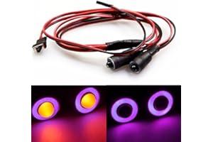 MOHERO 2 LEDs Angel Eyes & Demon Eyes LED Light Headlights/Taillight for 1/10 RC Model Crawler Cars Headlamps (Purple+Yellow, 10mm)