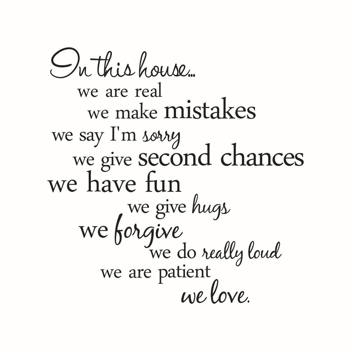FRCOLOR Vinyl Wall Quotes Stickers, in This House Home Saying Wall Decal Quote Home Decor Bathroom Decals Peel and Stick Quotes Vinyl Decal Sticker (White)