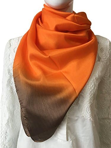 Nita J&amp;K Women's 100% Voile Silk Feeling Gradient Large Square Scarf 35.43in X 35.43in (Orange)