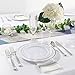 supernal 102pcs Silver Plastic Plates Heavy Duty, White and Silver Fancy Plastic Plates Include 51 Disposable Dinner and 51 Dessert Dishes for Wedding,Party,Birthday