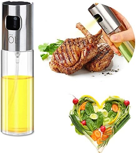Portable Olive Oil Sprayer, Grilling Oil Spray Bottle Food-grade Glass Dispenser Bottle for Cooking/Salad/Bread Baking/BBQ/Kitchen (100ml)