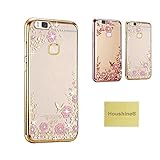 Huawei P9 Lite Secret Garden Case, Houshine Glitter Electroplate Bumper Bling Butterfly Garden Soft TPU Silicone Flip Back Cover Case for Huawei P9 Lite, Gold - Pink